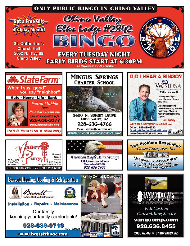 Chino Valley Elks 2018 Bingo Program