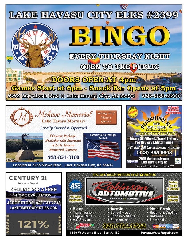 Lake Havasu Elks Lodge Bingo Program 2019