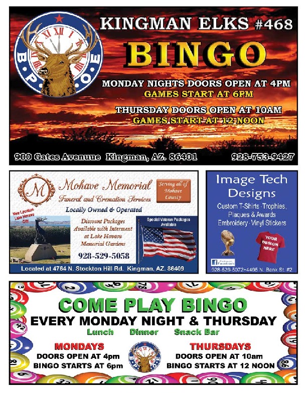 Kingman Elks Lodge Bingo Program 2019